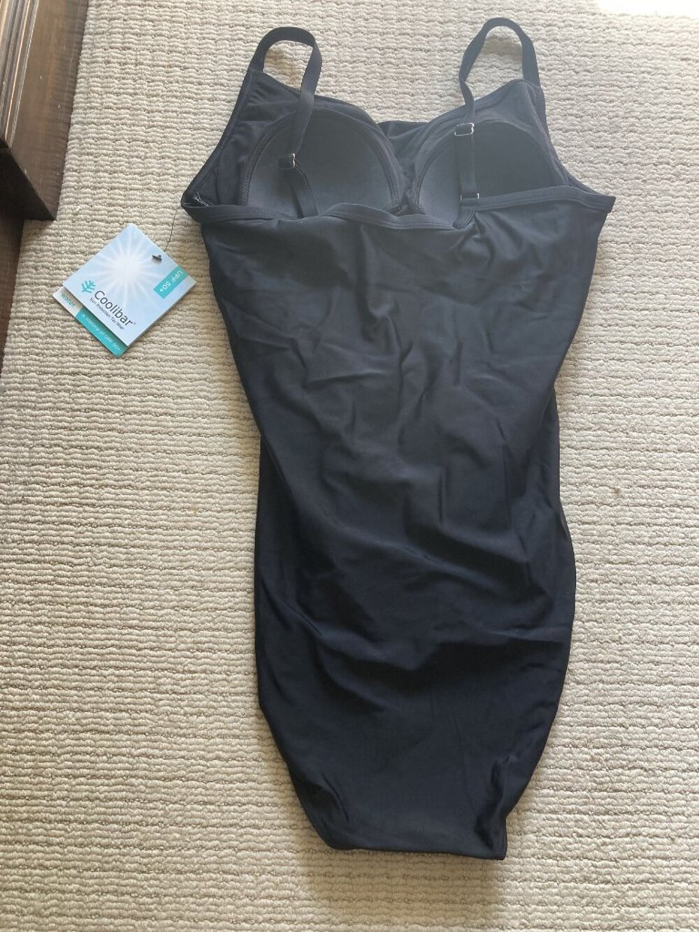 NWT Coolibar Criss Cross One Piece Swimsuit 14 UPF 50+ text